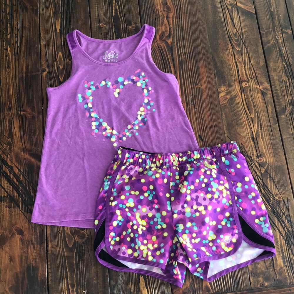 Justice athletic tee and shorts
